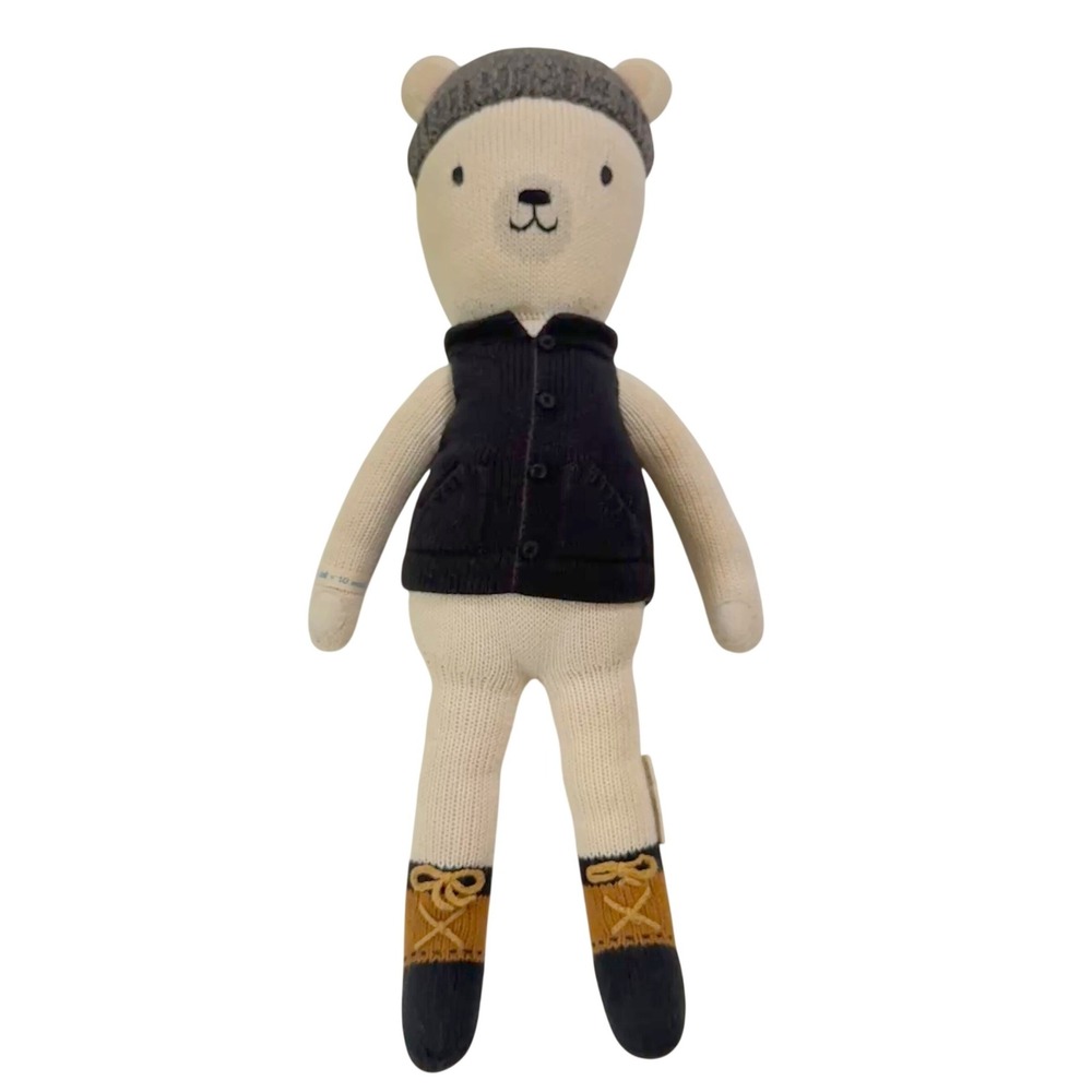 Cuddle + Kind Hudson the Polar Bear Large 20" Plush Doll Boy Hand Knit Excellent